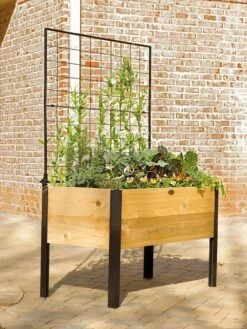 Elevated Planter Box And Space-Maker Pivoting Trellis Set, 2' X 4' -Garden Decor Store 8590247 550 tif