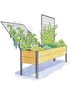 Elevated Planter Box And Space-Maker Pivoting Trellis Set, 2' X 8' -Garden Decor Store 8590367 SMTrellis 8ft tif