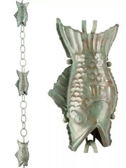 Fish Pure Copper Rain Chain, 8.5' -Garden Decor Store 8600209 07V tif