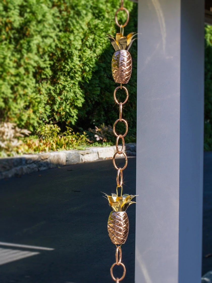 Pineapple Pure Copper Rain Chain, 8.5' 3 Pineapple Pure Copper Rain Chain, 8.5'