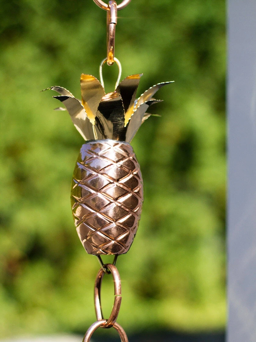 Pineapple Pure Copper Rain Chain, 8.5' 6 Pineapple Pure Copper Rain Chain, 8.5' - Image 4