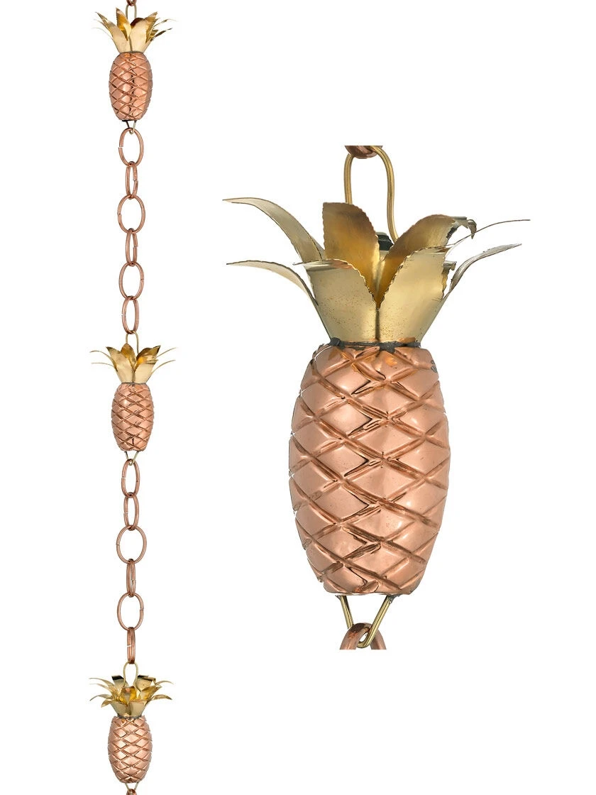 Pineapple Pure Copper Rain Chain, 8.5' 4 Pineapple Pure Copper Rain Chain, 8.5' - Image 2