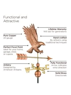 Bald Eagle Copper Weathervane -Garden Decor Store 8600276 02v