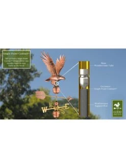 Freedom Eagle Copper Weathervane -Garden Decor Store 8600277 02v