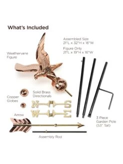 Eagle Garden Copper Weathervane With Pole -Garden Decor Store 8600279 01v