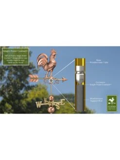 Bantam Rooster Copper Weathervane -Garden Decor Store 8600280 03v