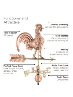 Rooster Copper Weathervane -Garden Decor Store 8600283 02v