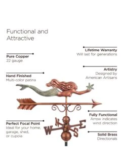 Little Mermaid Copper Weathervane -Garden Decor Store 8600350 01v