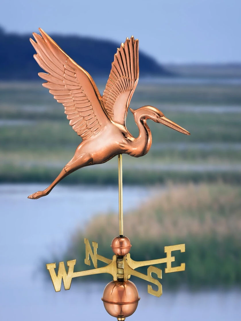 Graceful Blue Heron Copper Weathervane 2 Graceful Blue Heron Copper Weathervane