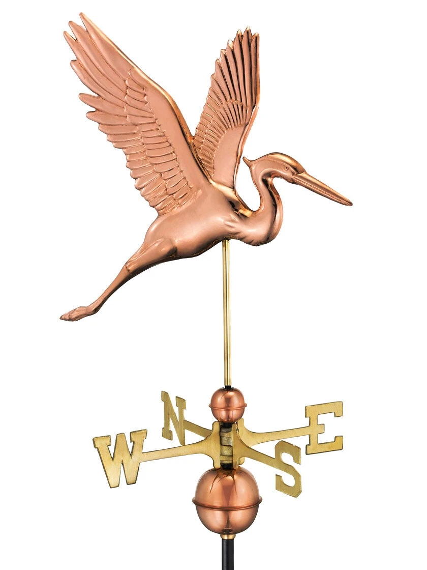 Graceful Blue Heron Copper Weathervane 3 Graceful Blue Heron Copper Weathervane - Image 2