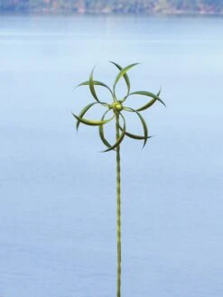 Feather Staked Wind Spinner, 15" -Garden Decor Store 8600479 03v feather staked wind spinner 15 inch green
