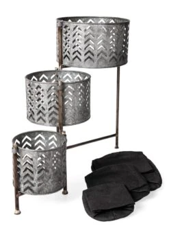 Galvanized Grow Bag Triple Planters With Stand -Garden Decor Store 8609180 4817 tif