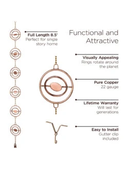Stellar Copper Rain Chain, 8.5ft 7 Stellar Copper Rain Chain, 8.5ft -Garden Decor Store 8610093 03v