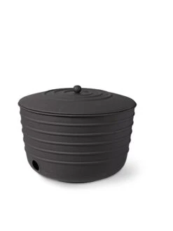 Matte Black Ribbed Hose Pot With Lid -Garden Decor Store 8611991 5867 tif