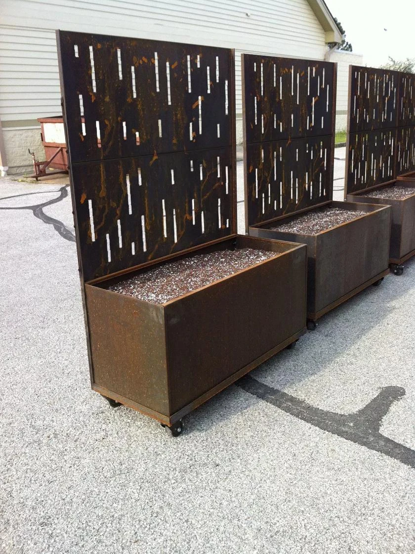 Nice Corten Trough Planters With Privacy Screen 3 Nice Corten Trough Planters With Privacy Screen