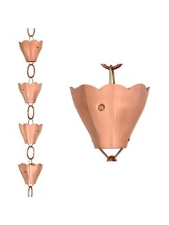 Tulip Pure Copper Rain Chain, 8.5' 12 Tulip Pure Copper Rain Chain, 8.5' -Garden Decor Store 8612740 03v