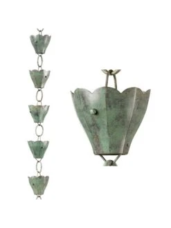 Tulip Pure Copper Rain Chain, 8.5' 13 Tulip Pure Copper Rain Chain, 8.5' -Garden Decor Store 8612740 06v