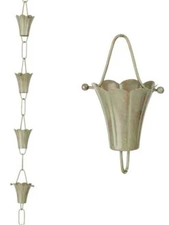 Fluted Flower Pure Copper Rain Chain, 8.5' 14 Fluted Flower Pure Copper Rain Chain, 8.5' -Garden Decor Store 8612742 02v