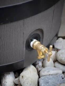 Round Rain Barrel With Planter, 35 Gallons -Garden Decor Store 8612856BK 10V tif