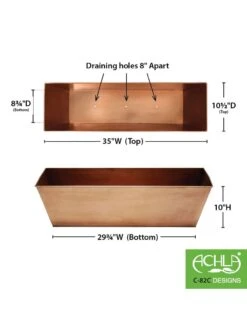 Achla Designs Plain Copper Plated Flower Box, Large -Garden Decor Store 8612915 03v