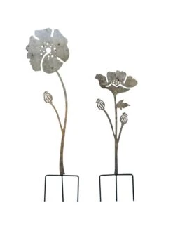 Poppy Garden Stakes Set Of 2 9 Poppy Garden Stakes Set Of 2 -Garden Decor Store 8613140 7822