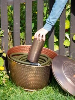 Hammered Copper Hose Pot With Lid -Garden Decor Store 8613311 0019