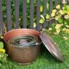 Hammered Copper Hose Pot With Lid -Garden Decor Store 8613311 0102 hammered copper hose pot with lid