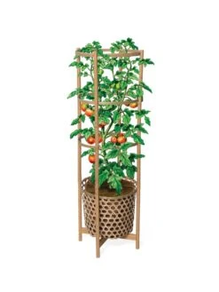 Elevated Bamboo Tomato Planter And Trellis -Garden Decor Store 8613502 art flat