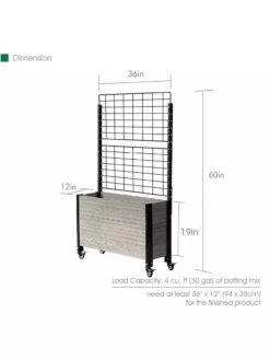 Mobile Deep Trough Planter With Trellis -Garden Decor Store 8614265 04V 3 4